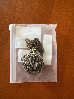 Antique-Style Cowboy Pocket Watch Necklace - Bronze Tone